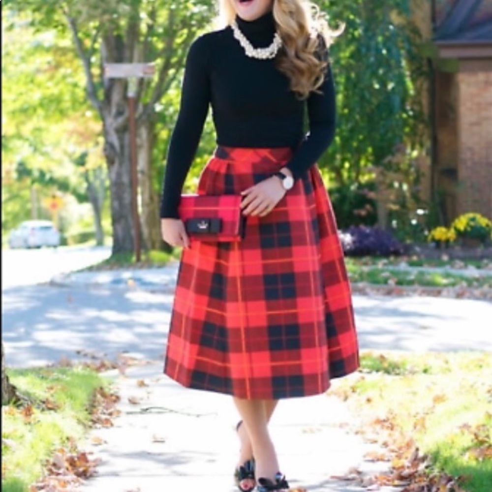 Kate Spade Plaid Midi Skirt
